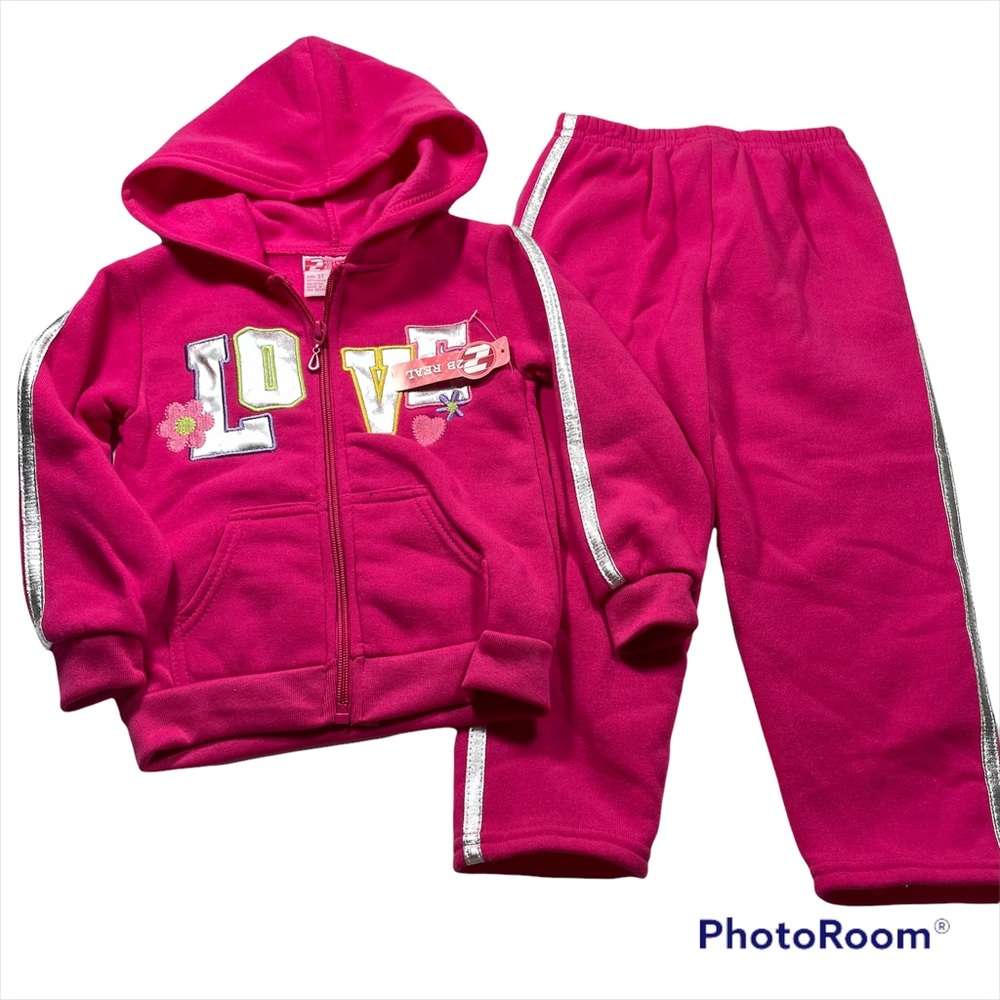 NWT pink fleece hoodie with jogger size 3T